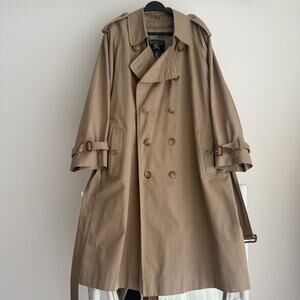 Burberry Vintage Trench Coat Men 44R Khaki Nova Check Wool Liner Belted Heritage
